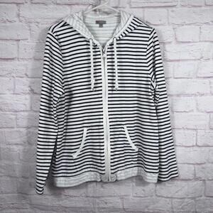 Talbots Women's Large Striped Zip-Up Hoodie